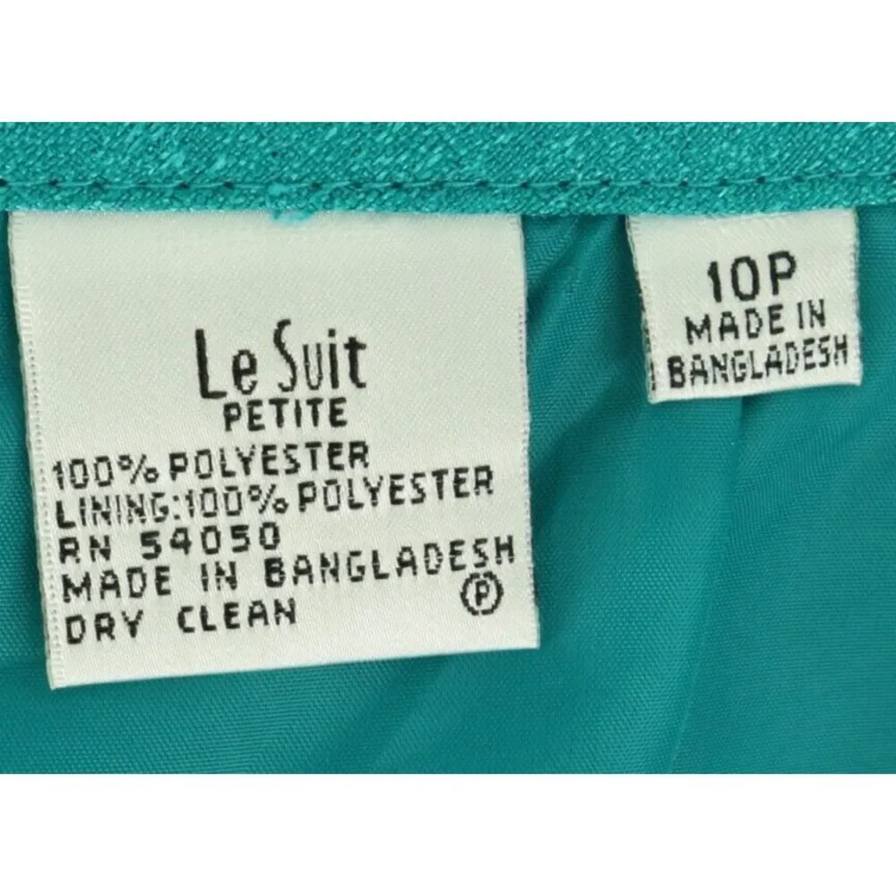 Le Suit Pencil Skirt Womens Size 10P Green Shimmery Sparkles Lined Zip‎ Closure
